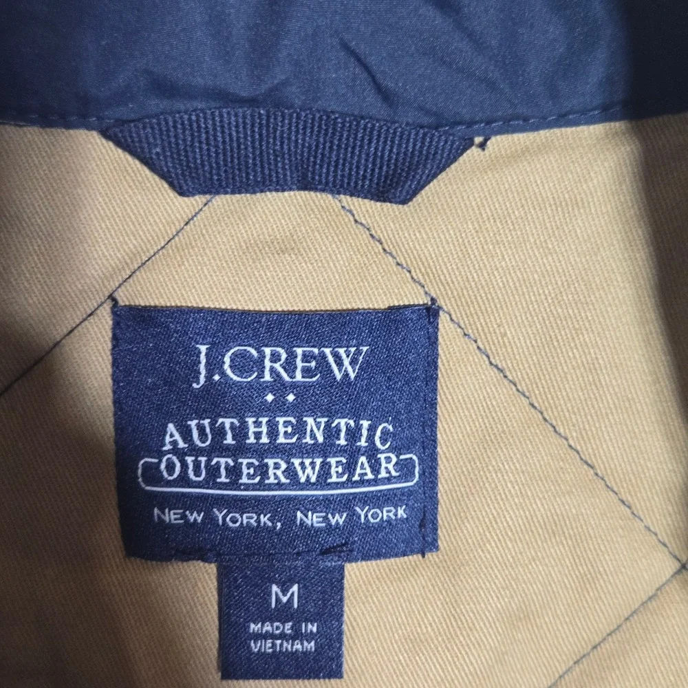J Crew Mens Quilted Walker Vest Medium Navy Full Zip Jacket Preppy Outdoor Gorp